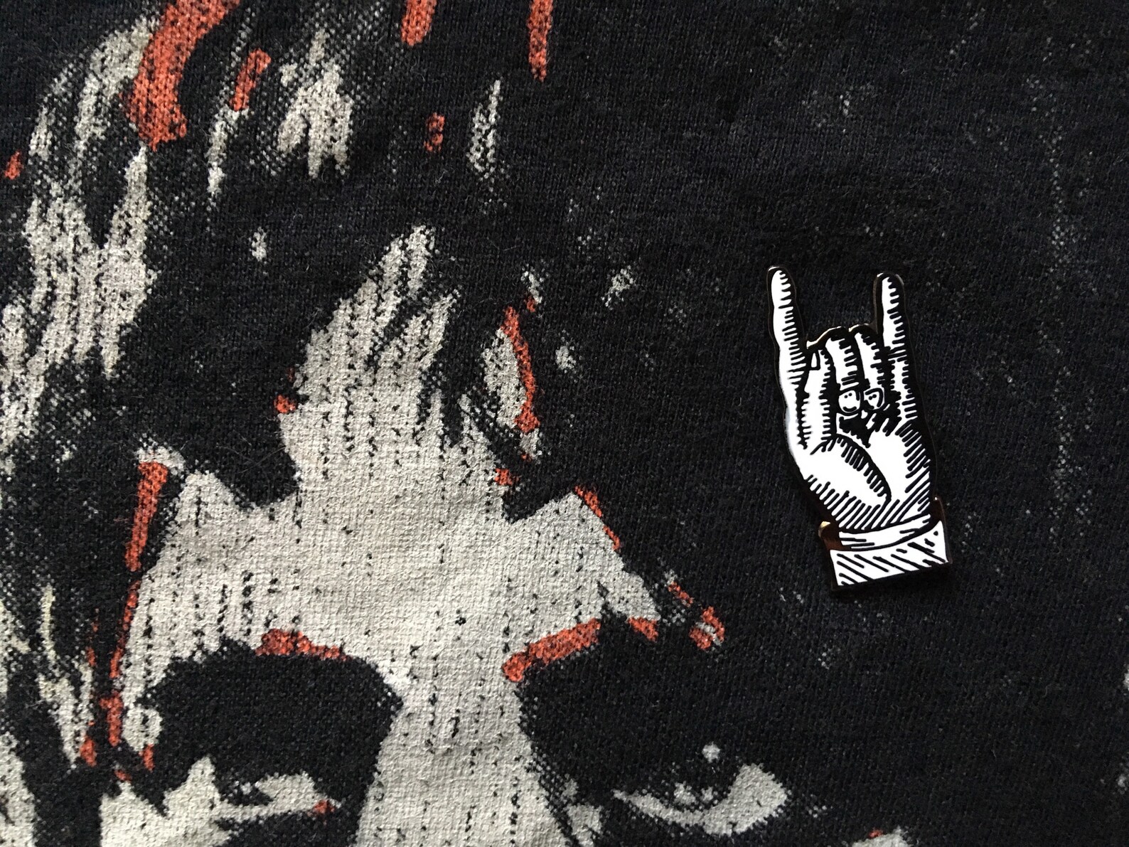 Rock Hand Enamel Pin Badge - Image 2