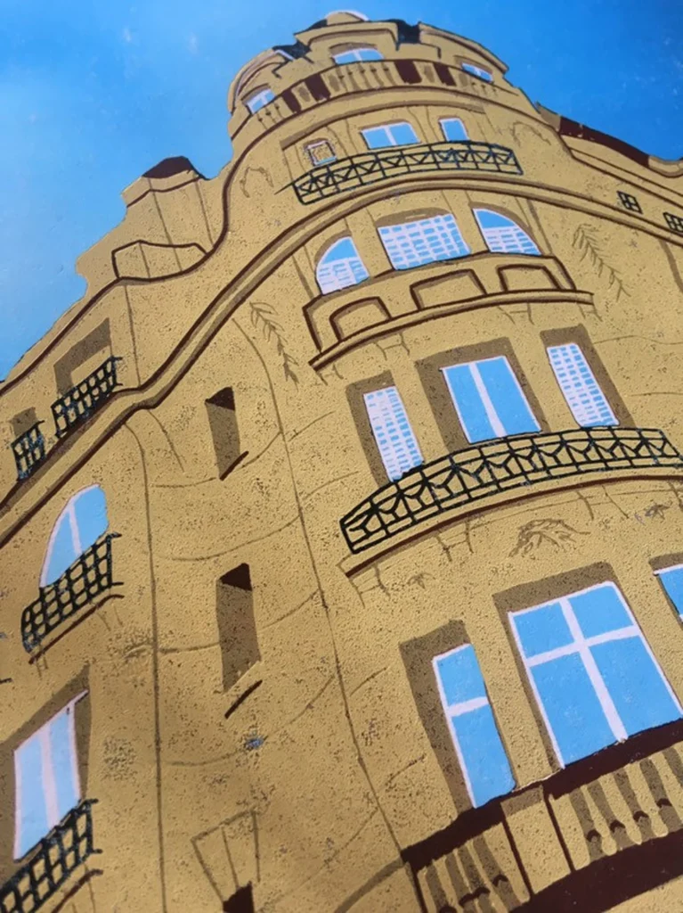 'Paris Building' Linocut