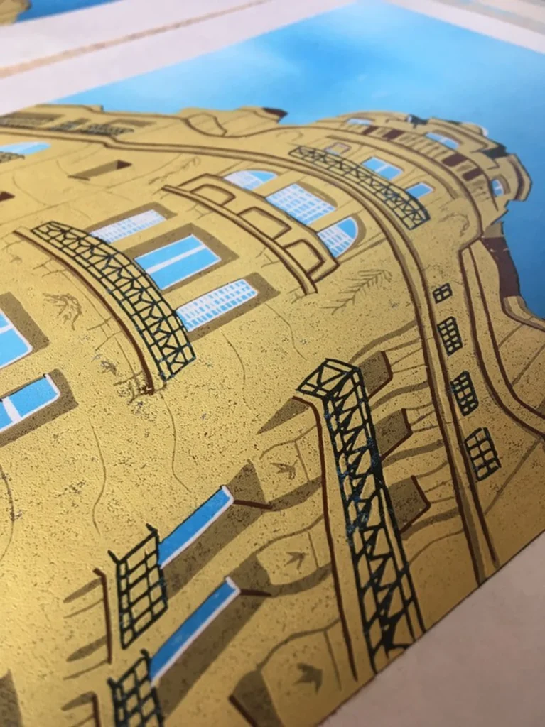 'Paris Building' Linocut