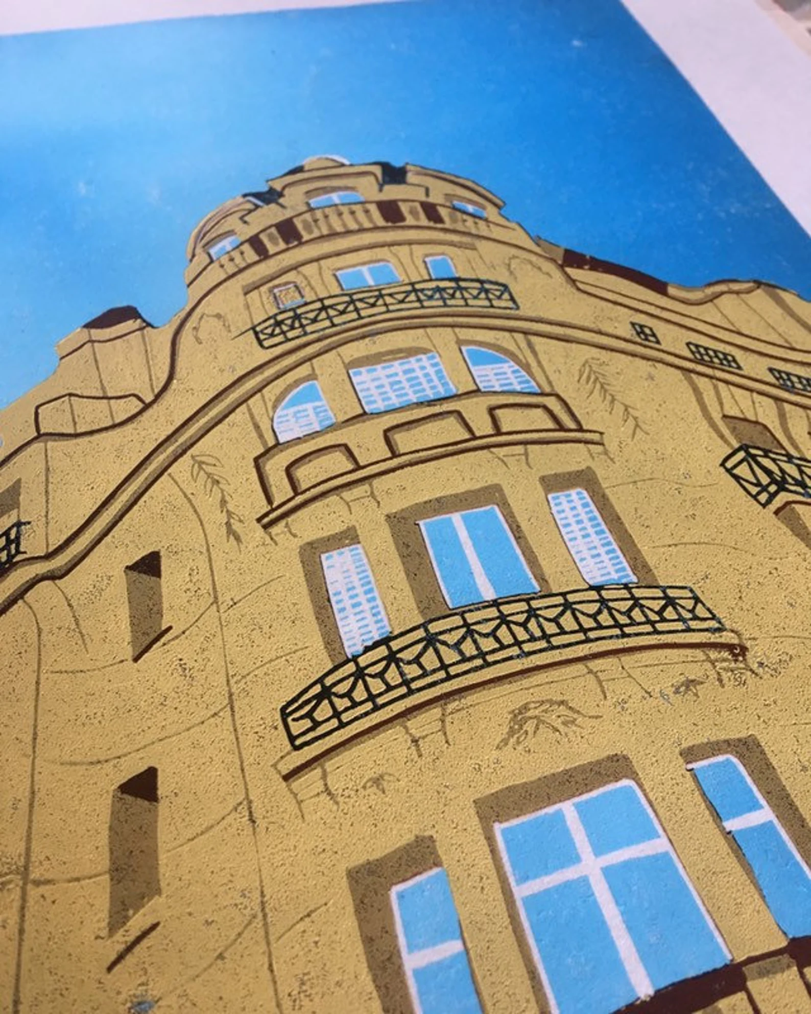 'Paris Building' Linocut - Image 3