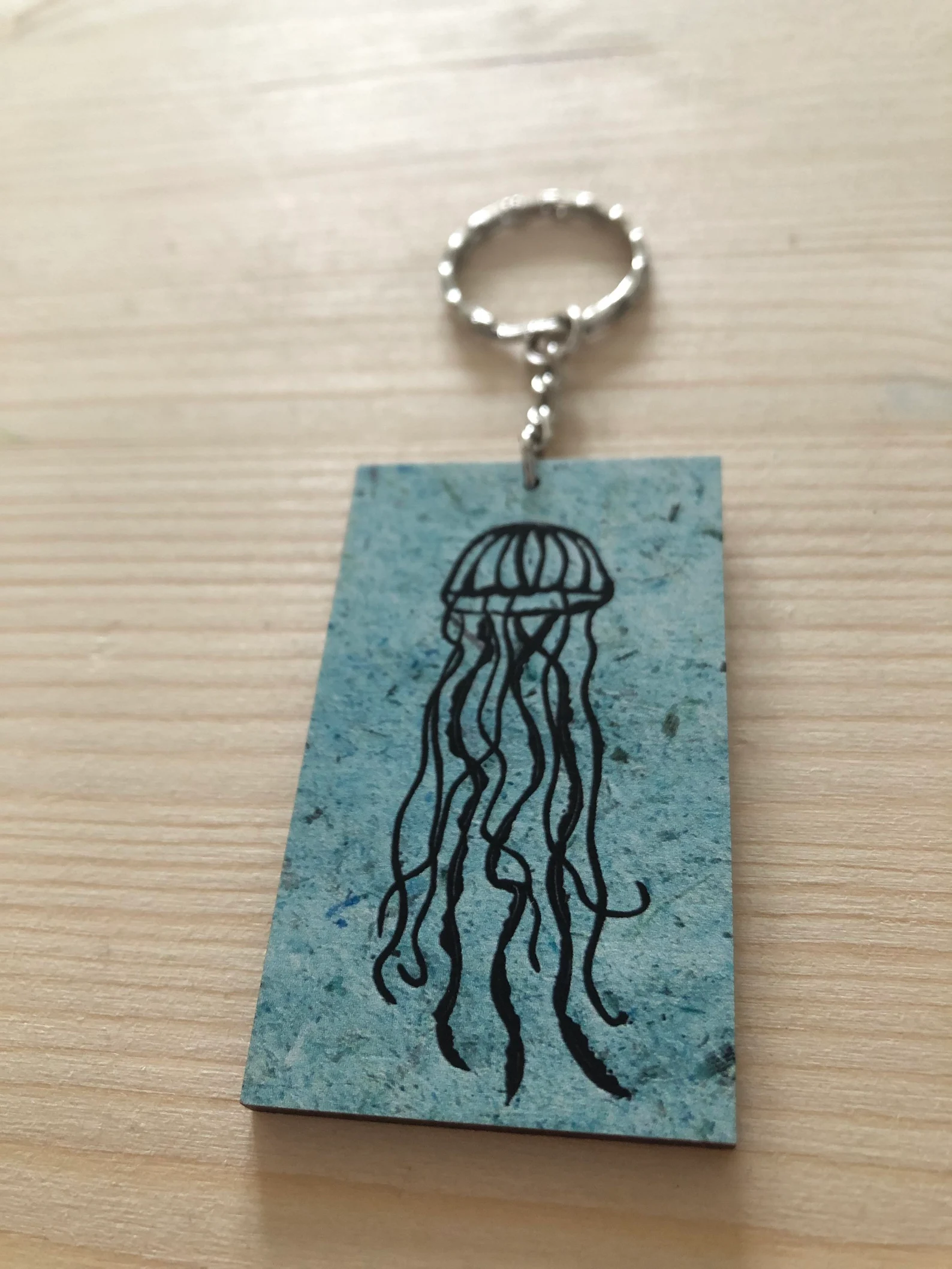 Jellyfish Wooden Keyring - Image 2