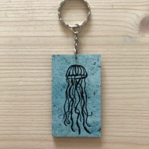 Jellyfish Wooden Keyring