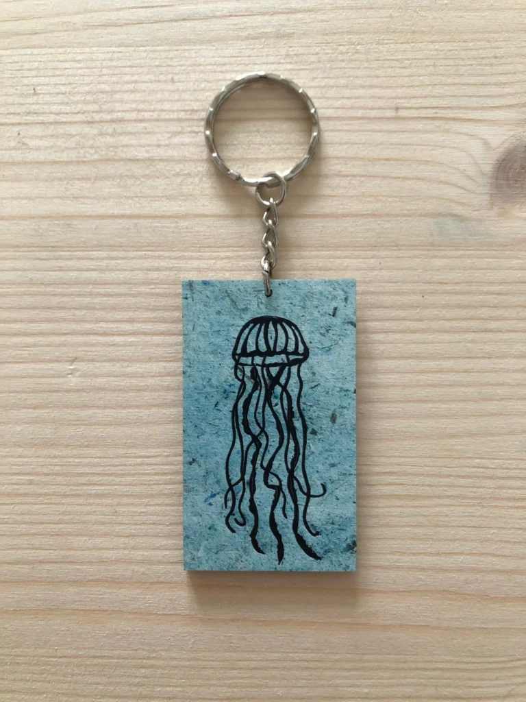 Jellyfish Wooden Keyring